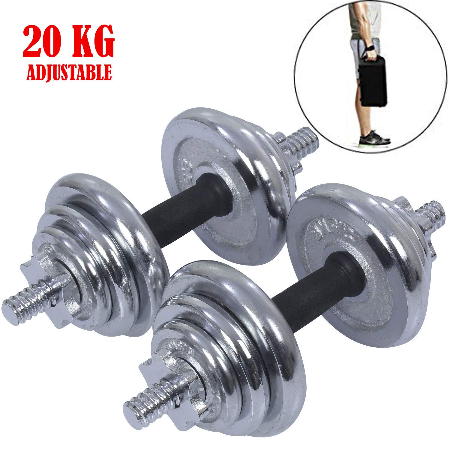 10kg 22 Lbs Home Fitness Exercise Details about   GA Chrome Fixed Solid Weight Dumbbells 1kg 