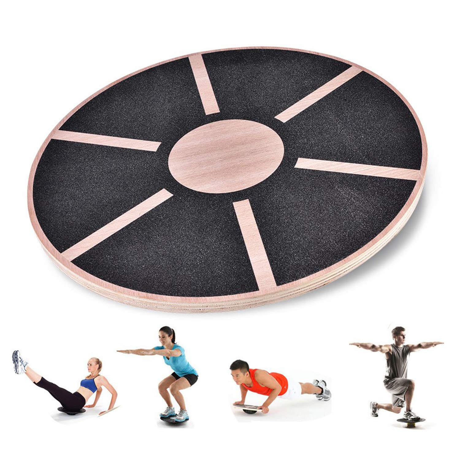 Exercise Balance Stability Trainer Portable Anti-Slip Wood Wobble Balance Board for Fitness Training Rehabilitation Exercise Wobble Balance Board