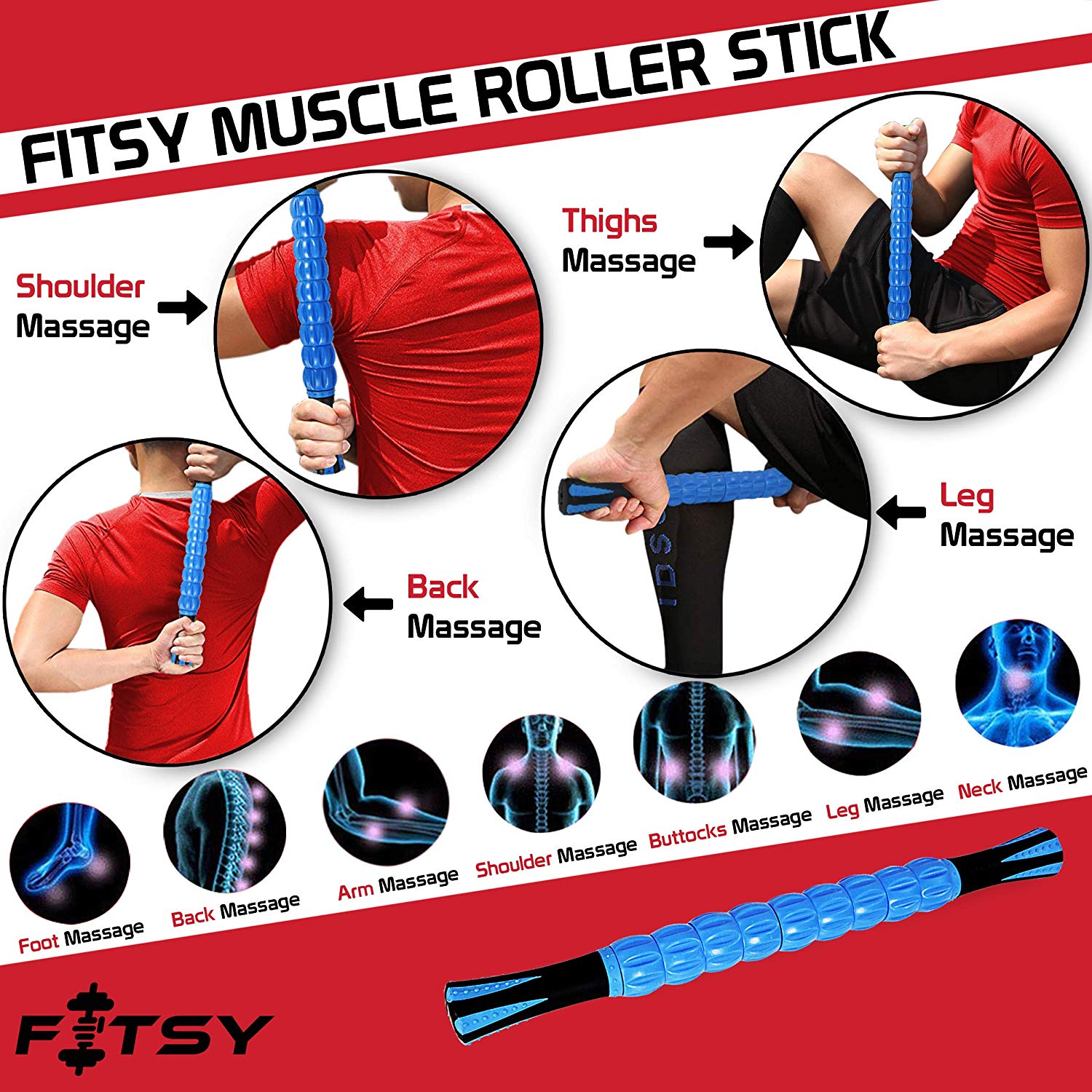 FITSY Massage Roller Set | Foam Roller  Massage Roller Stick