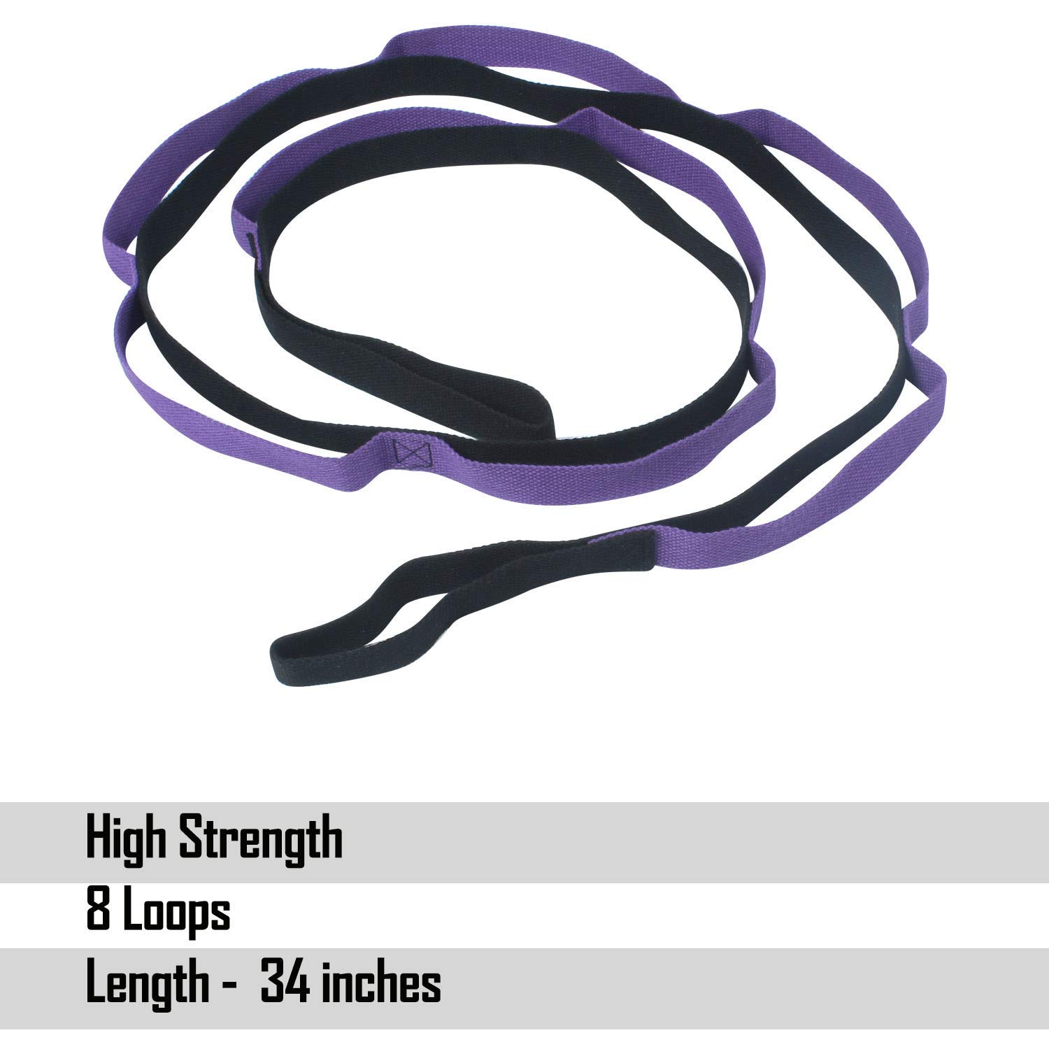 FITSY Stretching Strap for Yoga with 8 loops - Purple Color