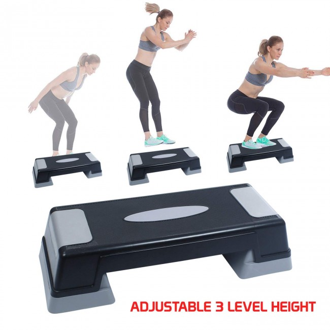 FITSY® Aerobics Stepper Board with Adjustable Height 23 cm, Black