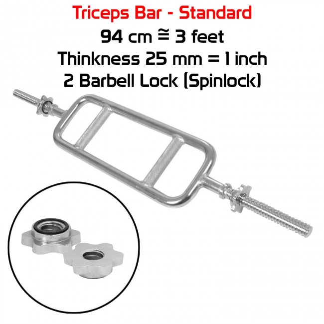FITSY 3 Feet Standard Egg Biceps & Triceps Bar with Spinlocks - 25 mm (Imported)