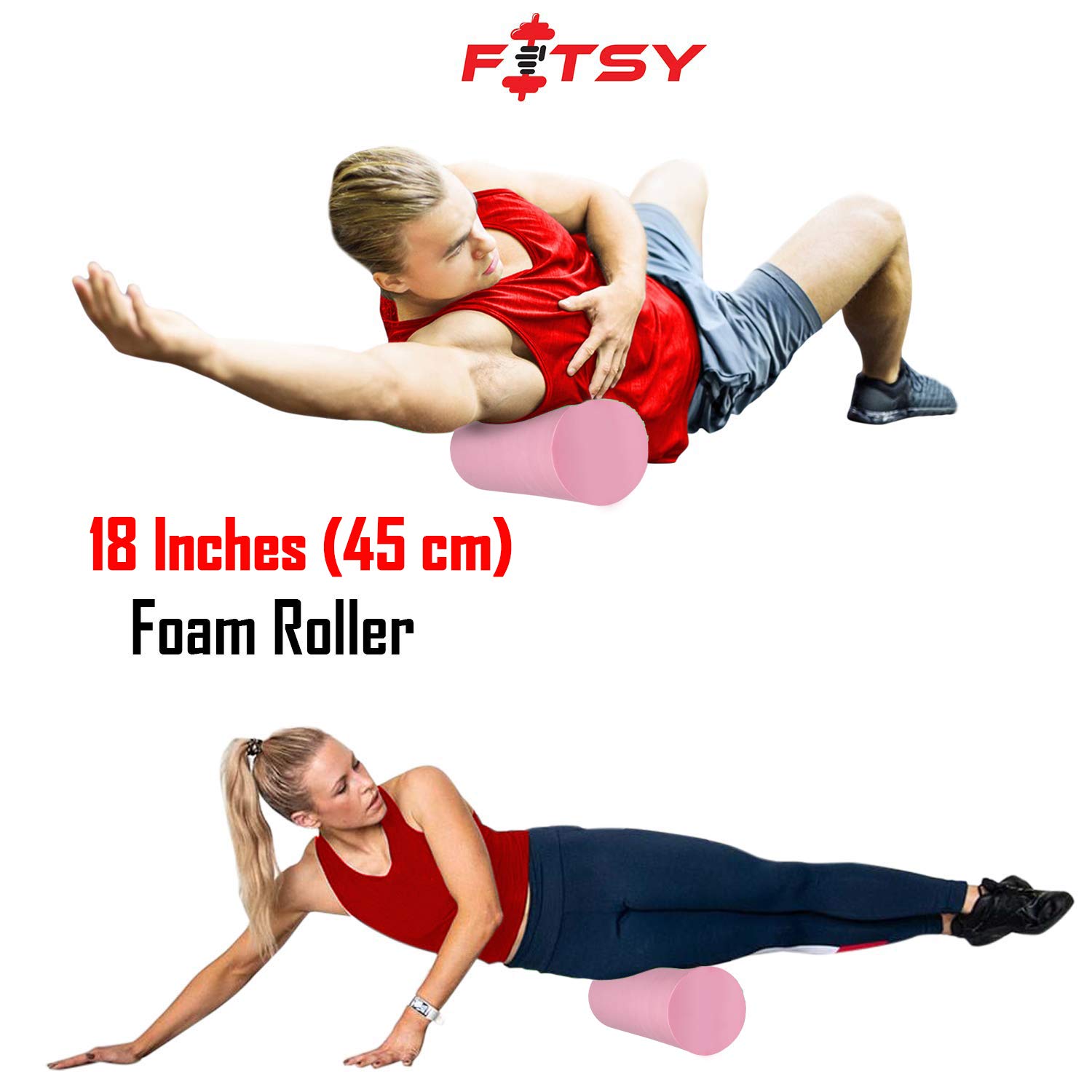 Epe Foam Roller Yoga Pilates Workout Exercise Gym Massage Injury Red 45cm 