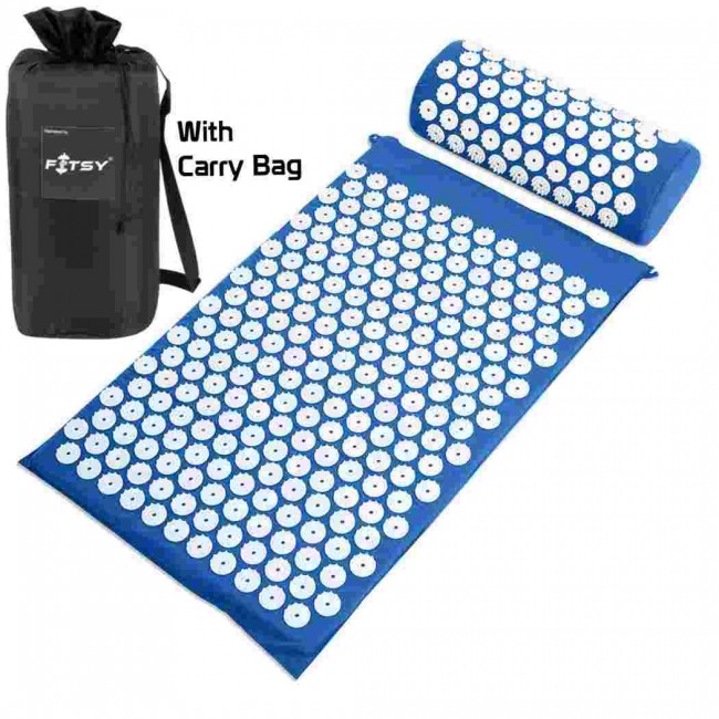 FITSY Acupressure Mat & Pillow Set With Carry Bag - Blue Color