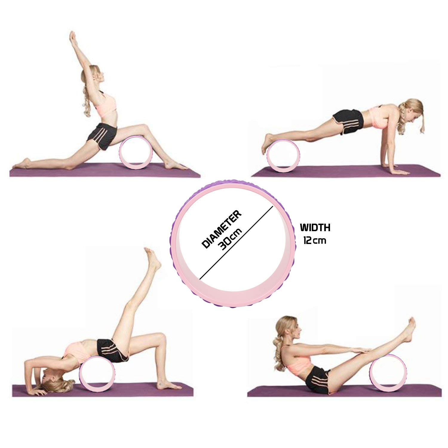 Core Stretch Balance Home Fitness Training Backbend 30cm Yoga Pilates Wheel 