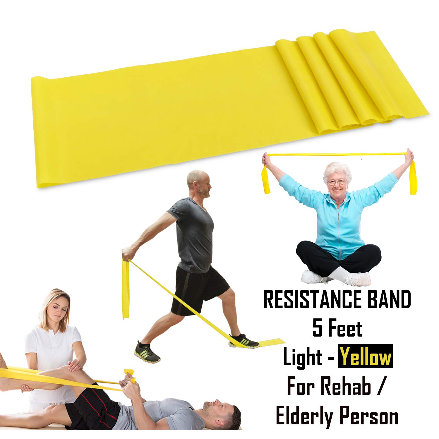 FITSY 5 Feet Latex Elastic Resistance Band for Workouts Pilates Stretching