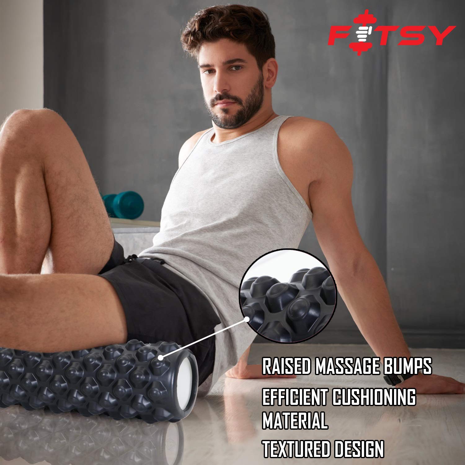 FITSY EPE Deep Tissue Yoga Foam Roller - 18 Inches