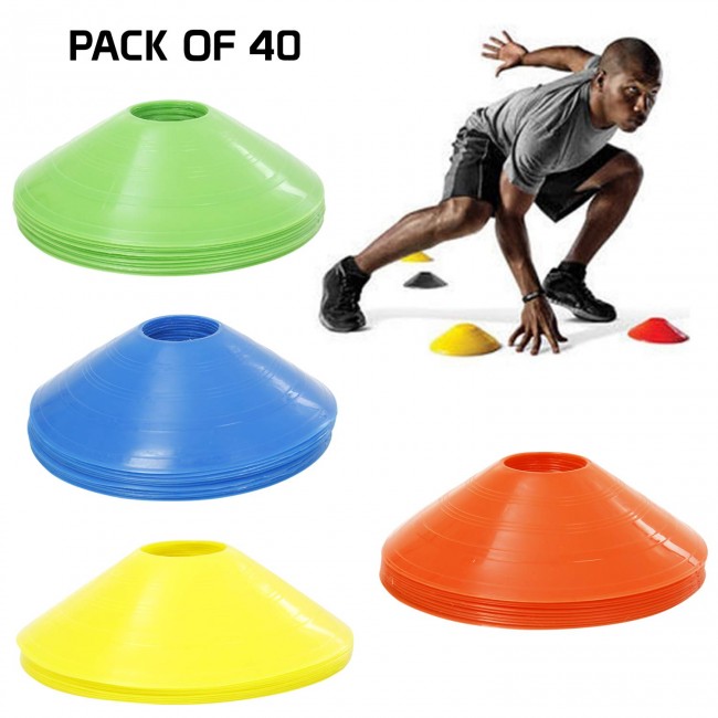 FITSY Sports Field Space Markers Saucer Disc Cones - Pack of 40