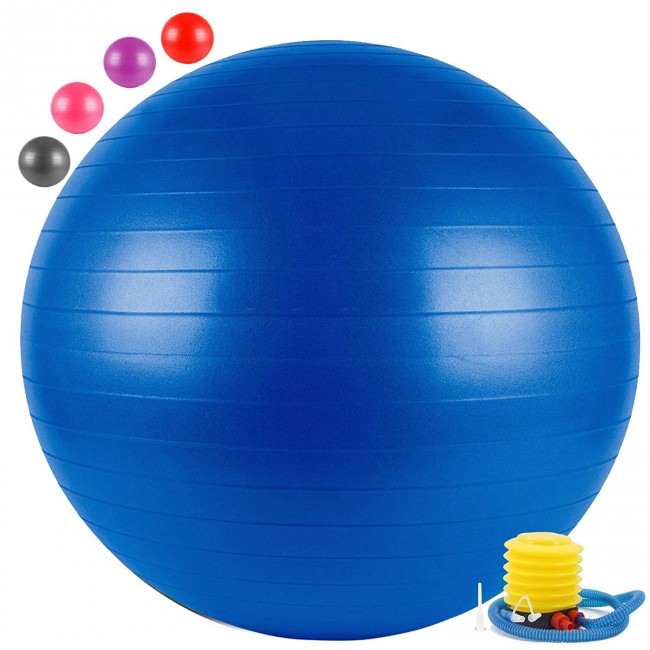 FITSY Anti-Burst Yoga Exercise Gym Ball with Foot Pump, 95 CM