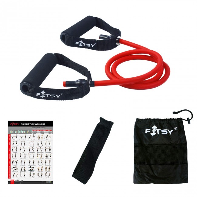 FITSY Resistance Toning Tube for Total Body Workouts - Red (30 - 35 LB)